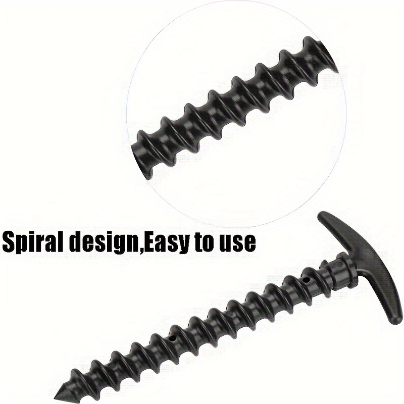 10pcs Plastic Tent Stakes Ground Anchors 14 T-shaped Spiral Thread