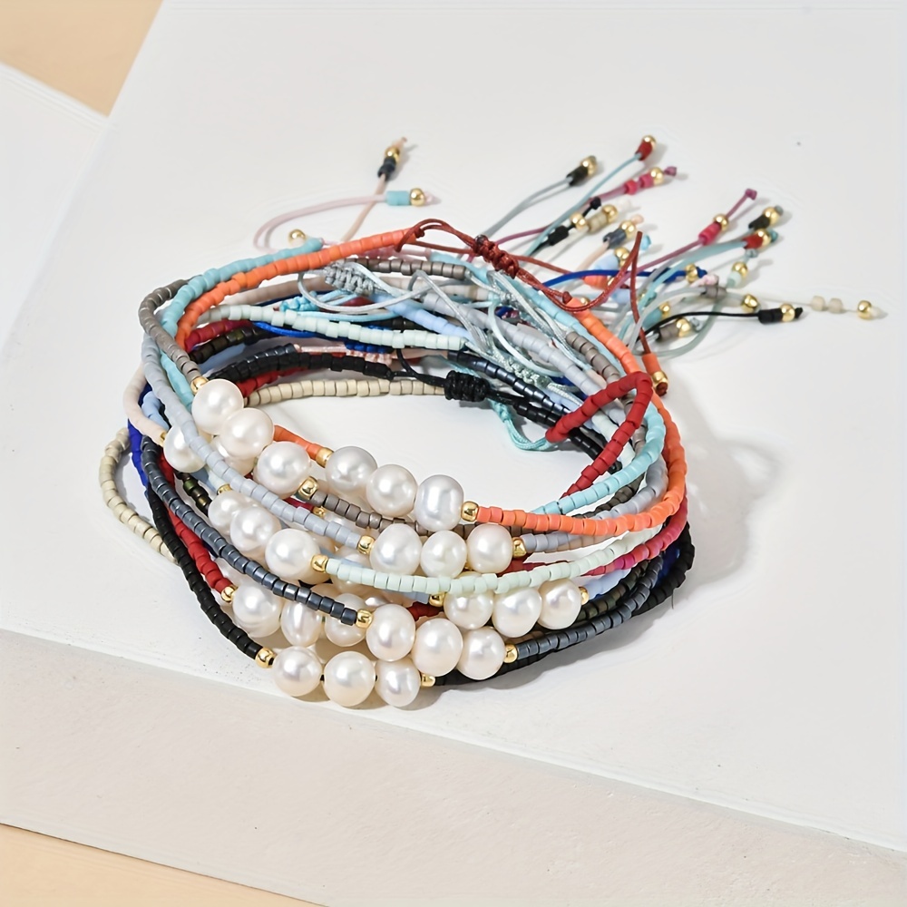 Delicate Rose Gold Bracelet With Tiny Beads, Minimalist Thin Dainty &  Colorful Beaded Chain Bracelet, Multicolor Boho Friendship Bracelet 