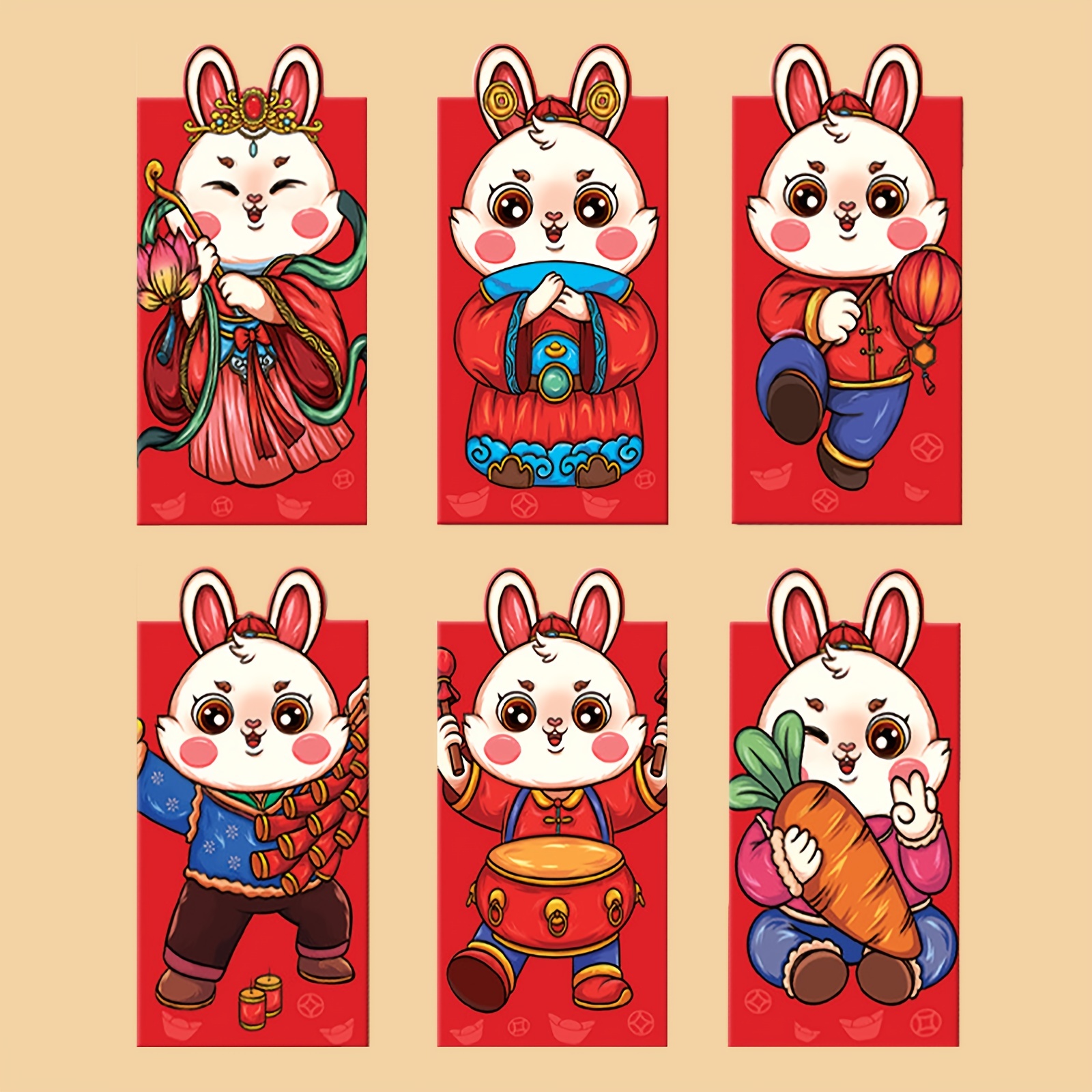 12 Chinese New Year of the Rabbit 2023 Lion Dance Red Envelopes