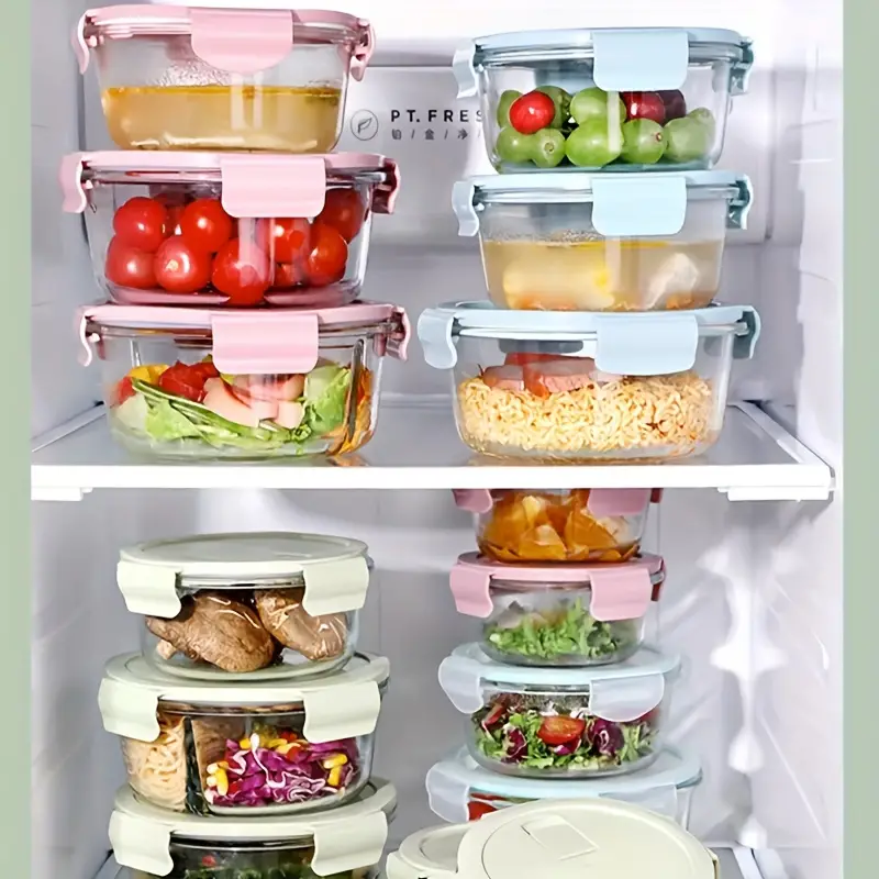 Glass Refrigerator Storage Box Round Transparent Fruit - Temu