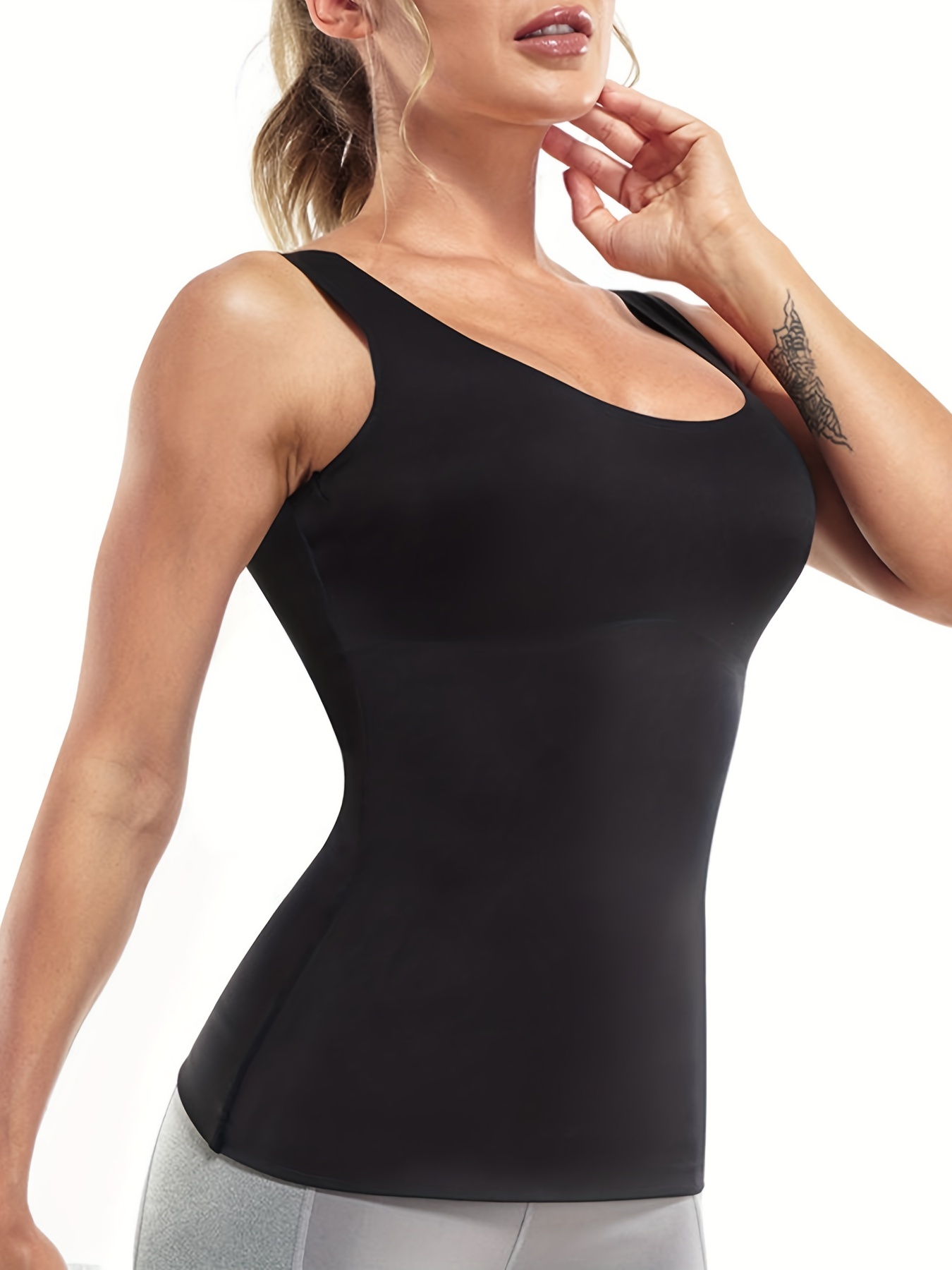 Seamless Camis Top Women Shapewear Tummy Control Smooth Body Shaper Camisole  Summer Black Tank Top Slim Belly Compression Vest Black