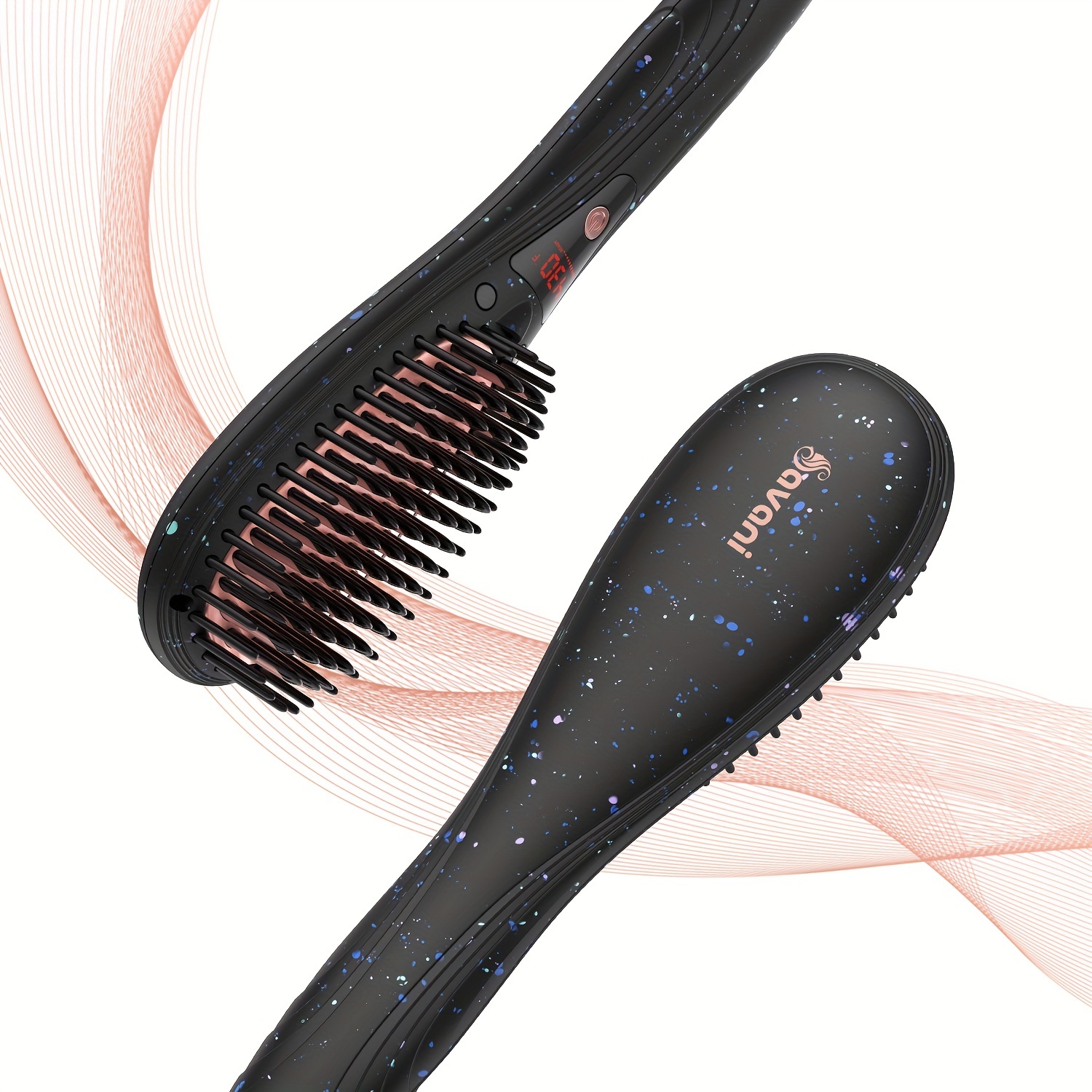 savani hair straightener brush fast heating ceramic negative ion hair straightening comb electric hot hair brush curly thick hair styling tool auto off anti scald multiple temp settings details 2