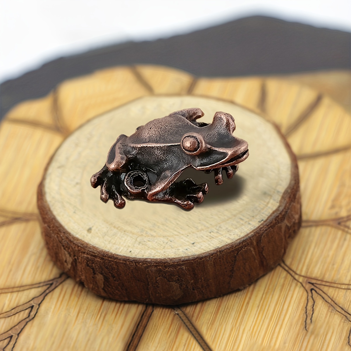 1pc, Bronze Solid Small Frog Desktop Tea Pet Ornament, Creative Small  Leaping Frog Key Pendant, Golden Toad Auspicious Frog Pet