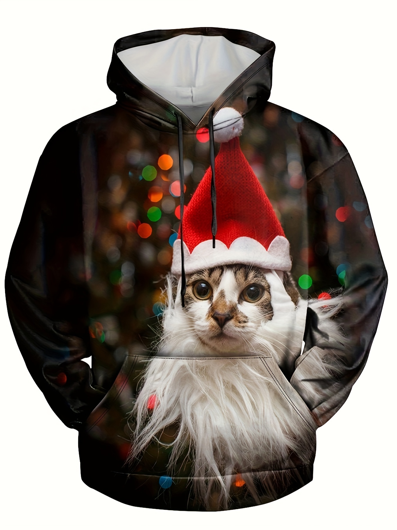 Sudaderas Capucha Estampado Gatos Navide os Hombres Sudadera