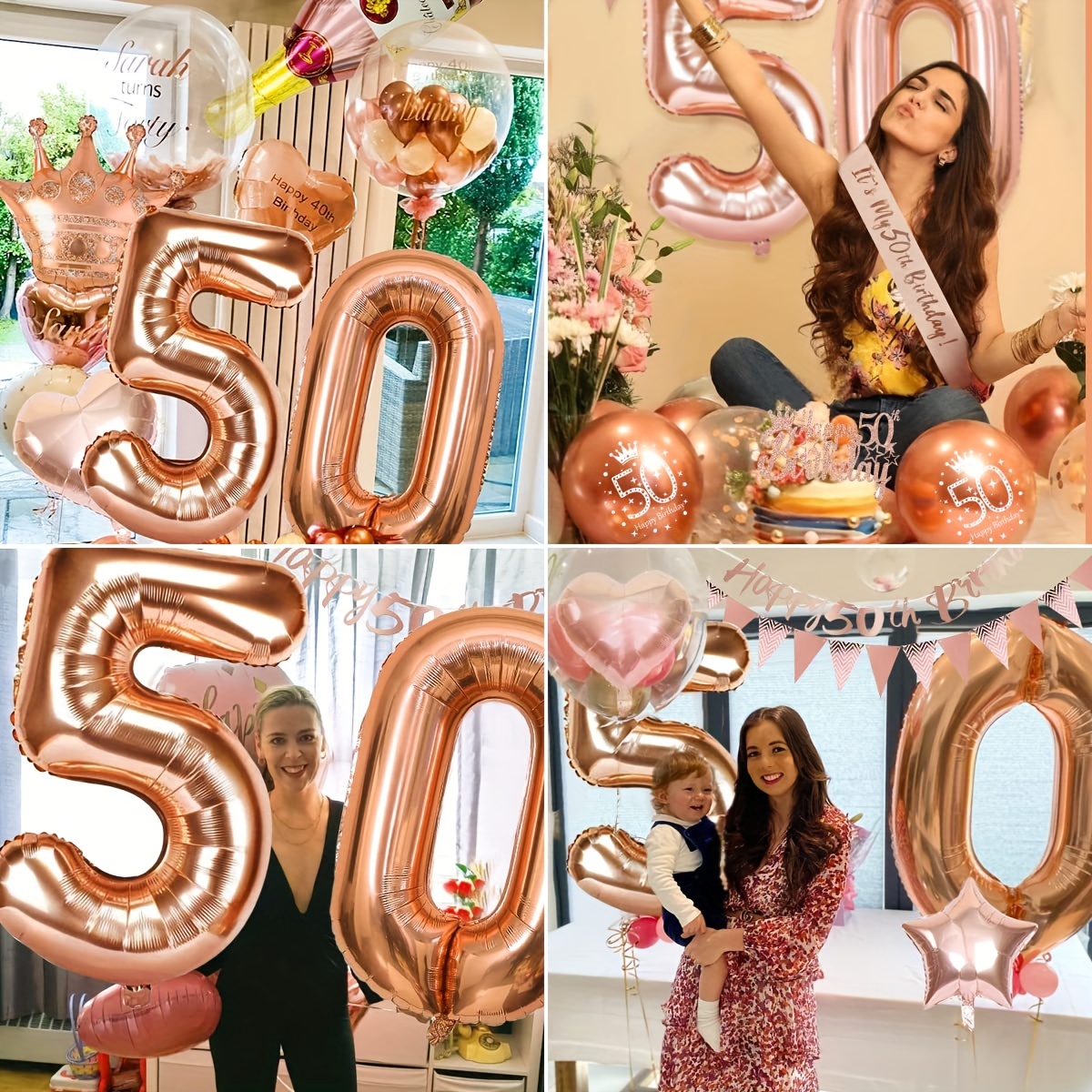 50th Birthday Decorations For Women Rose Golden 50 Birthday - Temu