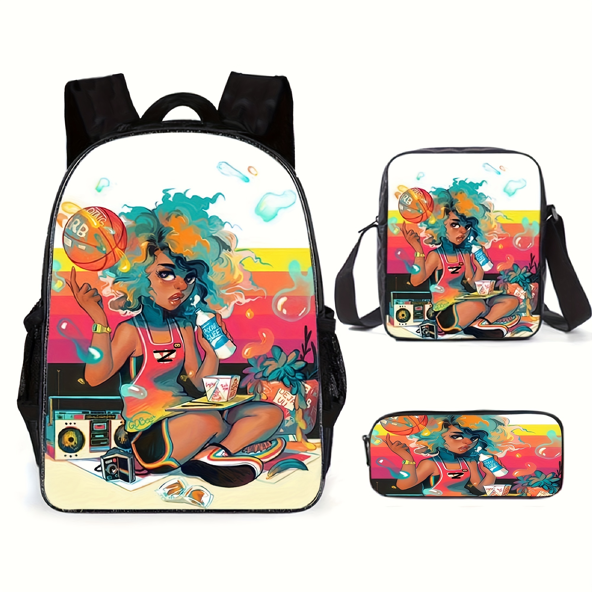 Backpack Lunch Bag And Pen Bag Set Kids Backpacks For Girls - Temu