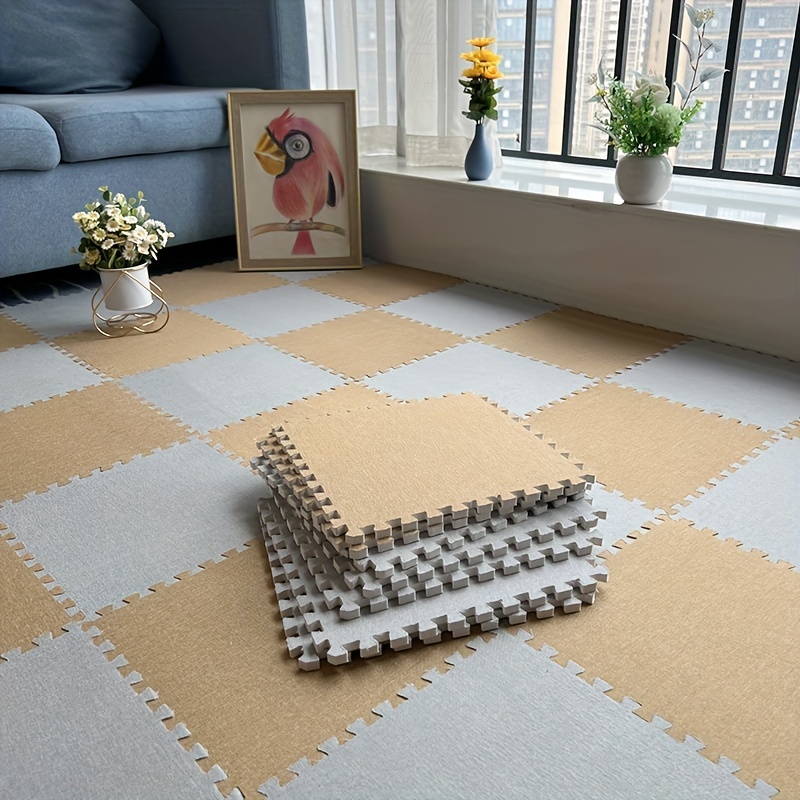 Plush Puzzle Foam Mat Square Interlocking Carpet Area Rug - Temu
