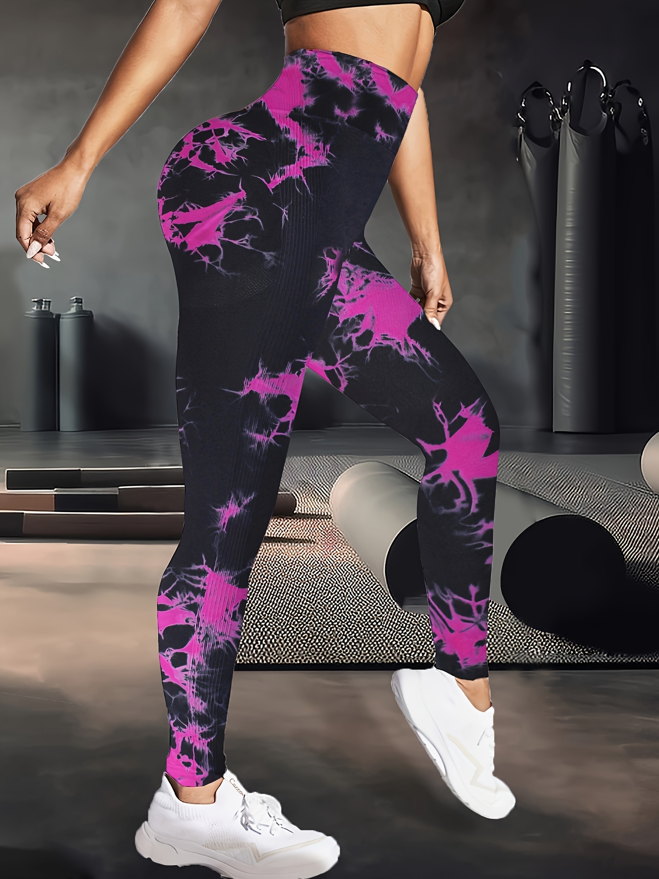 Tie Dye Tummy Control Pilates Yoga Workout Pants, High Elastic Butt Lifting  Running Fitness Sports Leggings, Women's Activewear