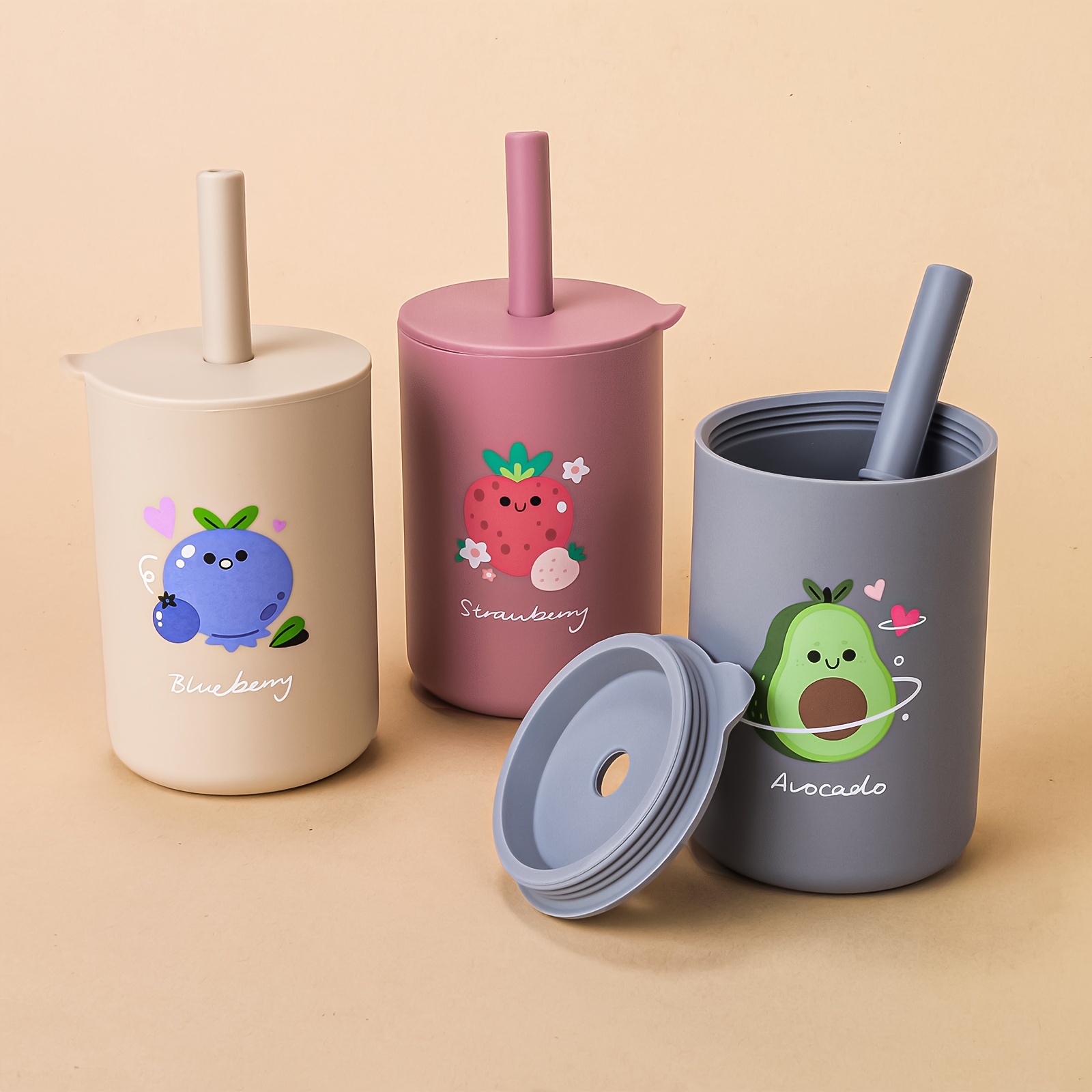 Silicon Baby Cup With Straw And Lid Food Grade Silicone - Temu United  Kingdom