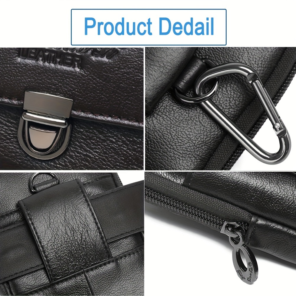 1pc mens leather waist bag for cellphone details 7