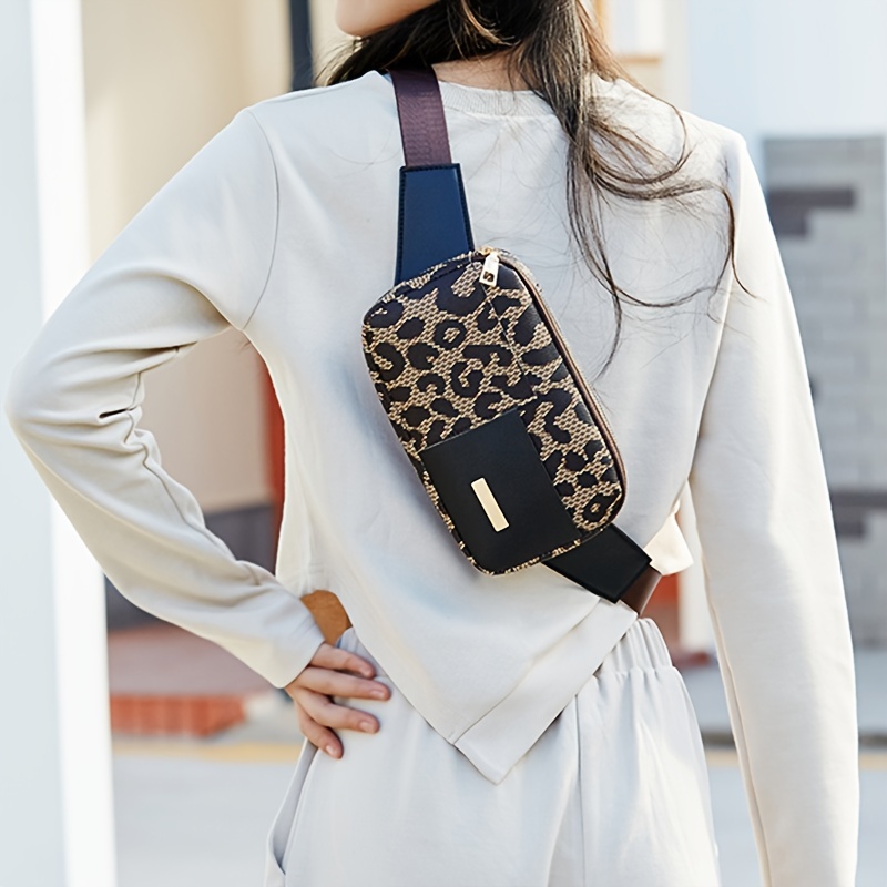 Leopard Pattern Chest Bag, Zipper Fanny Pack, Waist Bag Phone Bag For  Outdoor Sports - Temu