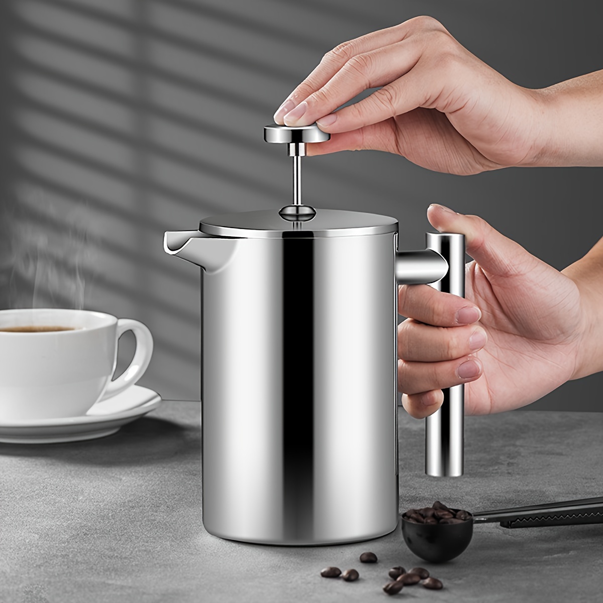 Mira Stainless Steel French Press Coffee Maker | Double Walled Insulated Coffee & Tea