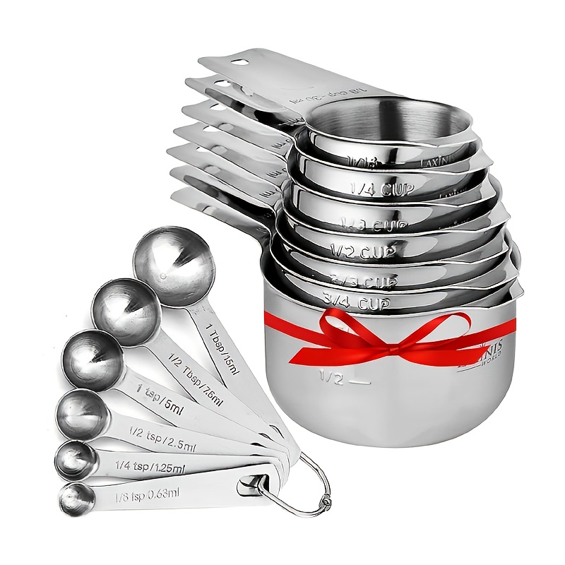 Measuring Cups, Magnetic Measuring Cups and Spoons Set of 13 in 18/8  Stainless