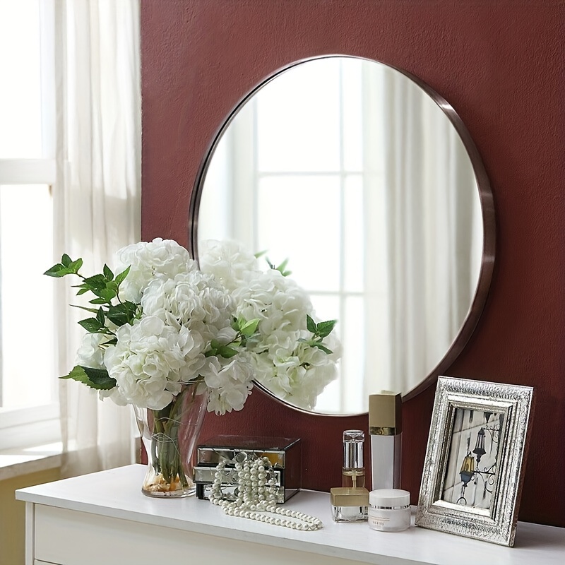  Espejo redondo de pared para baño, espejo circular montado en  la pared, espejos de casa de campo para maquillaje, espejo de tocador, sala  de estar, entrada, dormitorio, decoración de pared, espejo