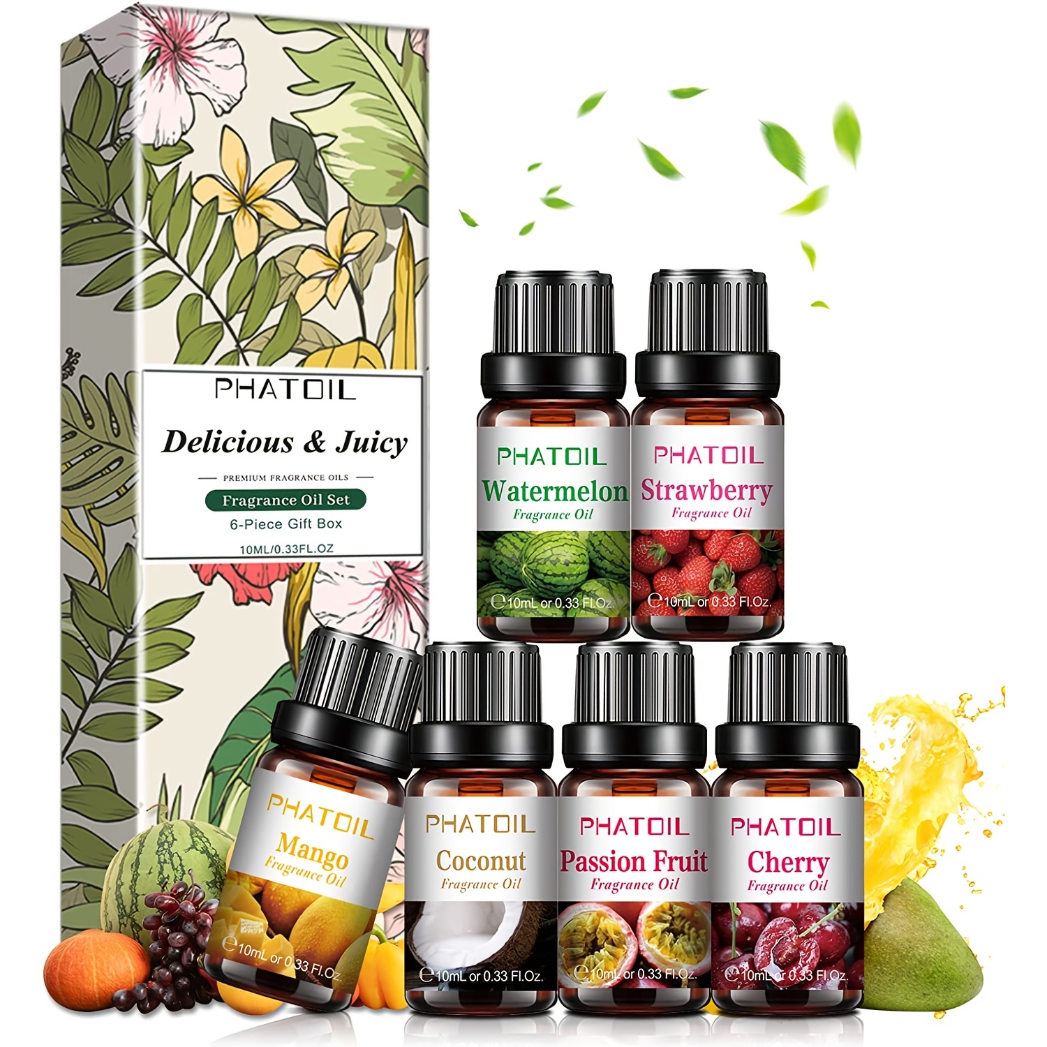  Fruity Gift Set of 6 Premium Grade Fragrance Oils - Apple,  Mango Madness, Honeydew Melon, Strawberry, Pear, Grapefruit - 10Ml -  Scented Oils : Health & Household