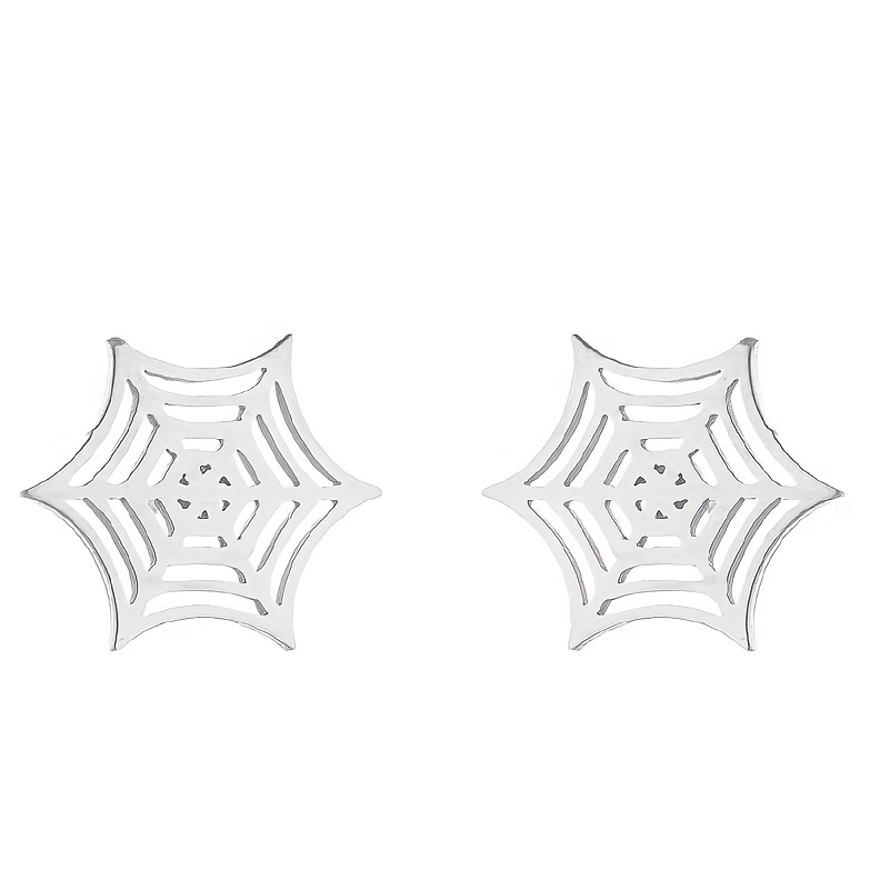 2pcs Men's Stainless Steel Spider Web Earrings