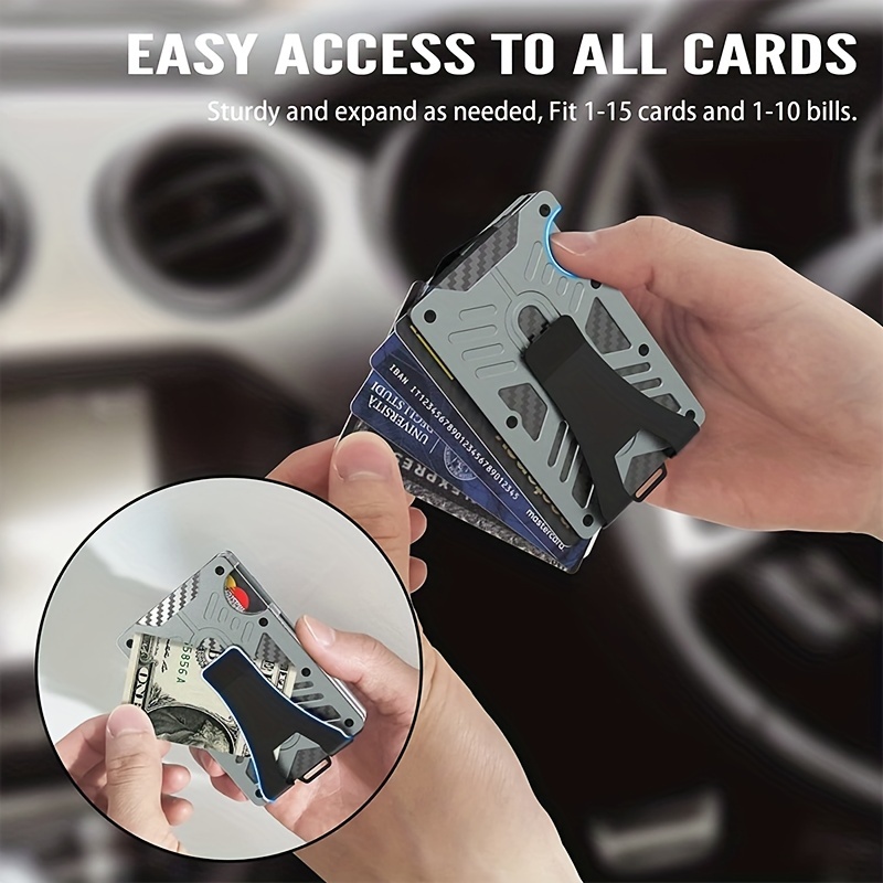Minimalist Slim Wallet Men Carbon Fiber Wallets Clear Id Badge Holder Rfid  Blocking Edc Aluminum Metal Wallet Credit Card Holder Money Clip - Bags &  Luggage - Temu