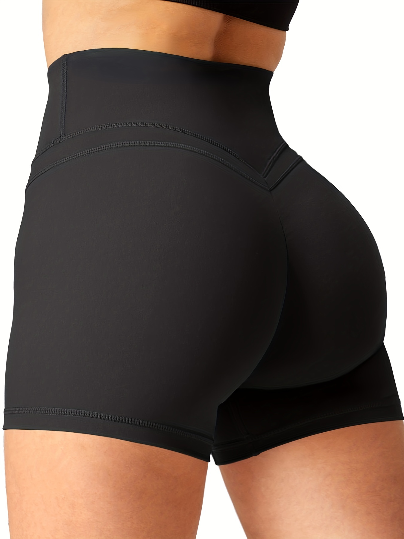 Women's Activewear: Solid High Waist Side Ribbed Sports - Temu Canada
