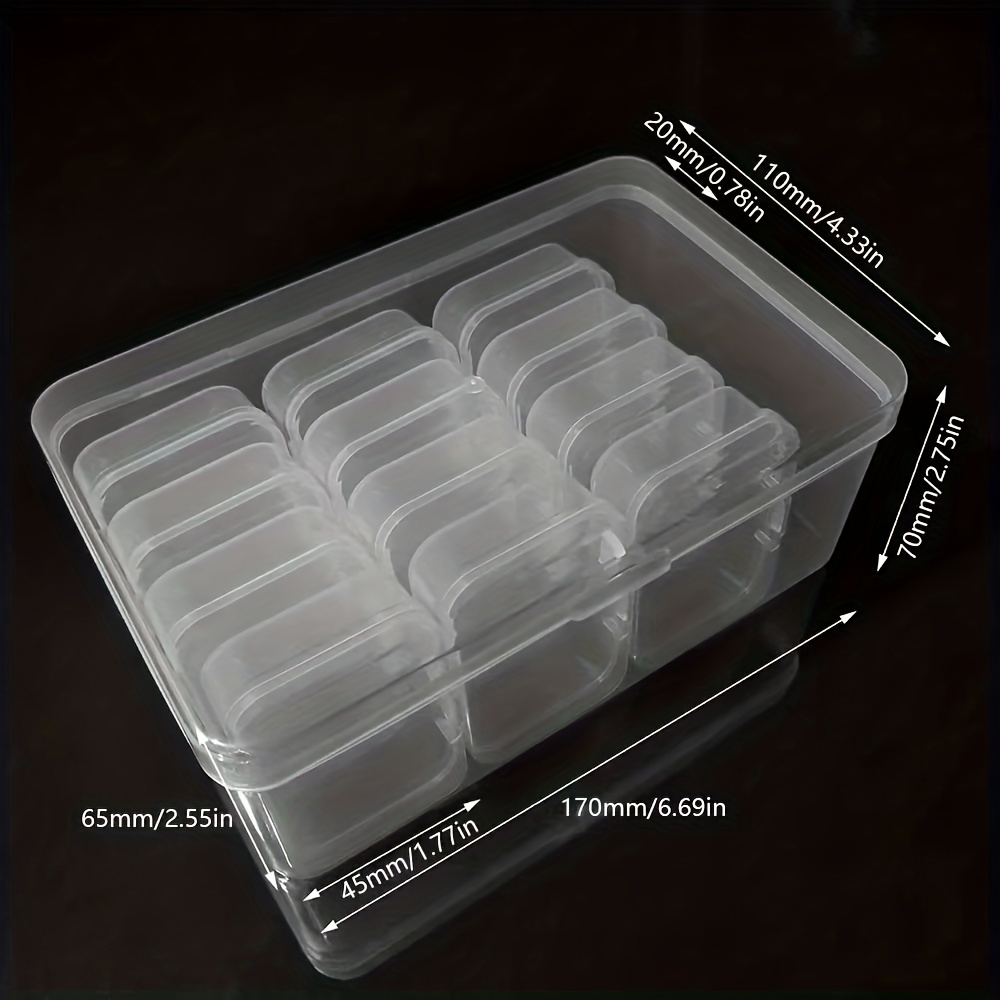 1 Set, 12 Packs Plastic Clear Beads Storage Box, Small Storage Containers,  Mini Storage Box With Hinged Lid For Small Items Crafts Jewelry Business Ca