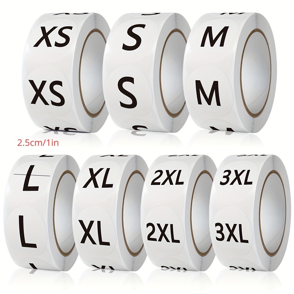 500 Pcs Letter Stickers 1 Inch Round Clothes Size Specification From XS To  XXL