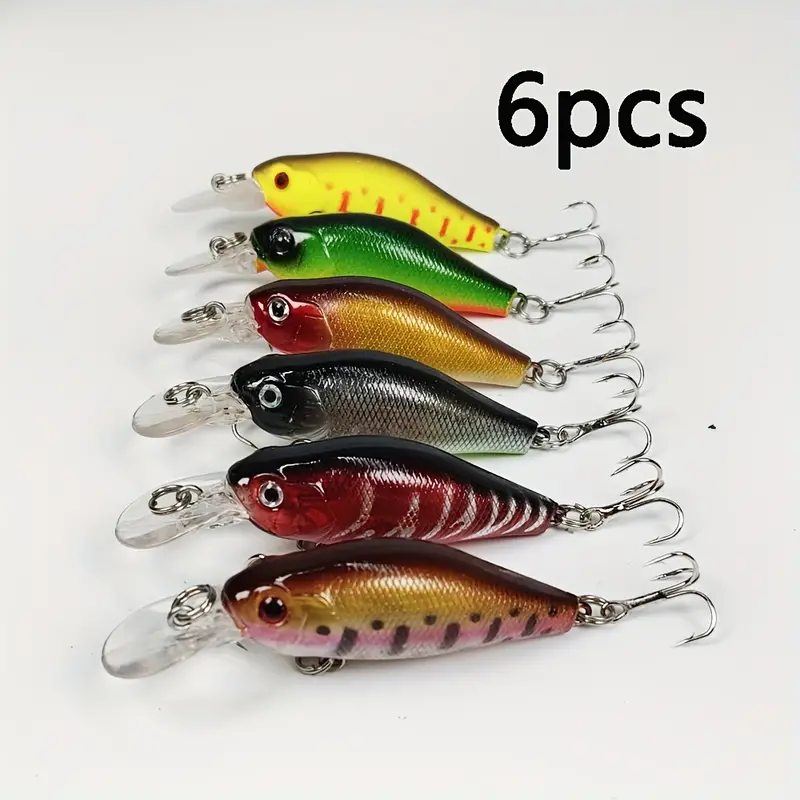 6pcs Minnow Fishing Lures, 2.76inch/0.24oz 3D Eyes Crankbaits, Artificial  Plastic Hard Baits, Fishing Tackle
