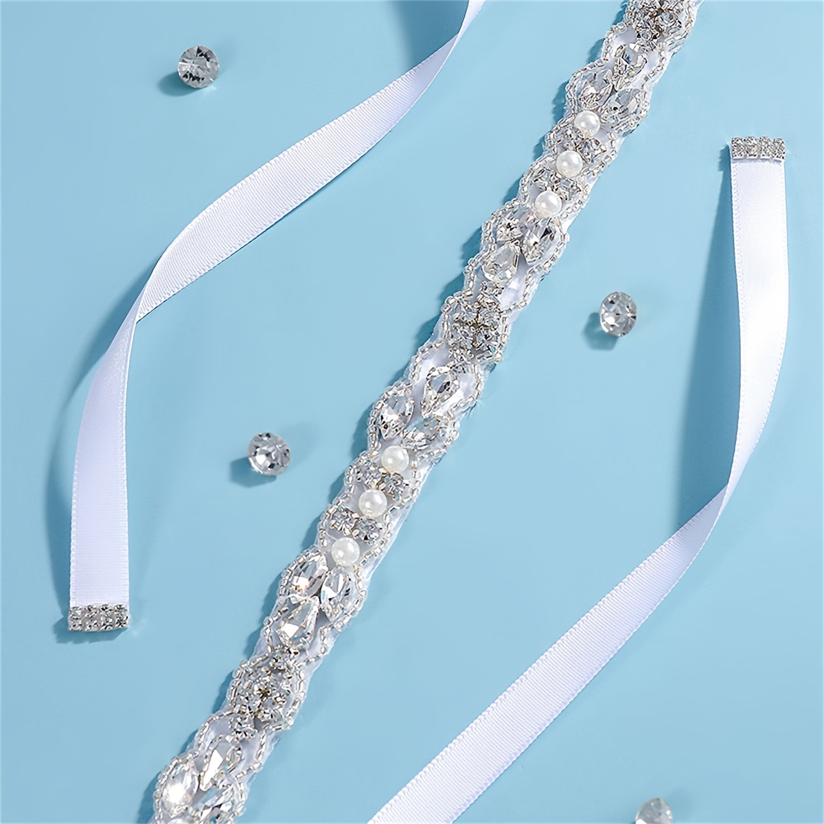 yanstar Rhinestone Bridal Belt Wedding Sash Belt Handmade Crystal Beads  Wedding Dress Belt
