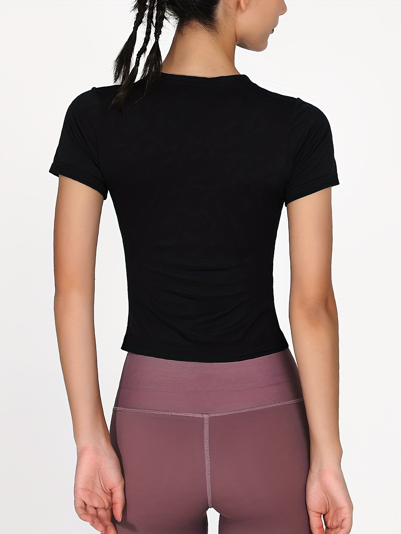 Plain Quick Drying Yoga Top Short Sleeves Breathable - Temu Canada