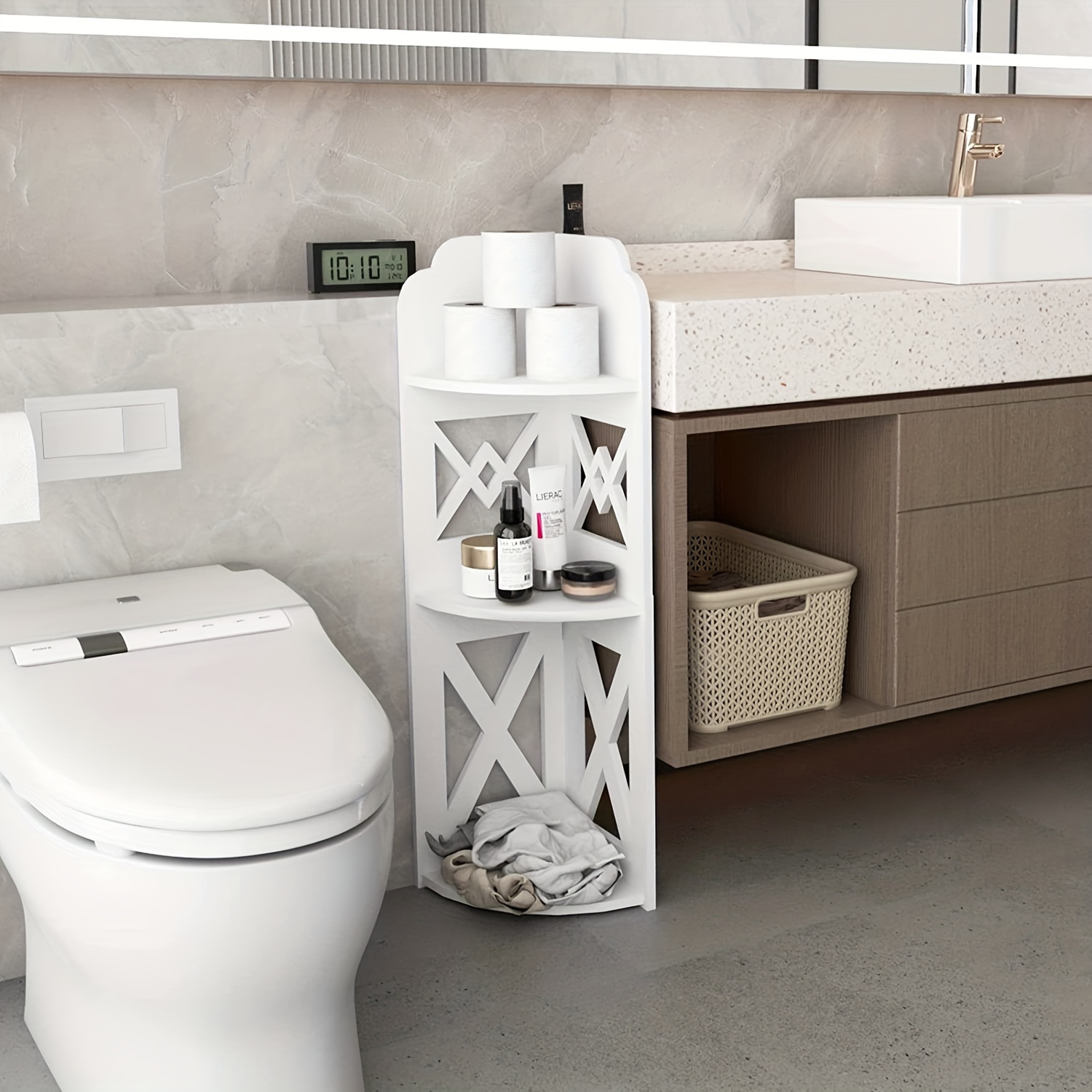 Corner Shelf Stand, vBathroom Storage Organizer Great for Small Bathrooms