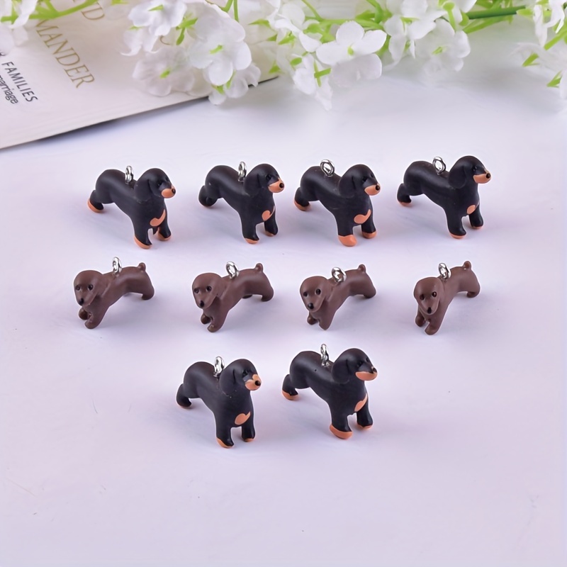 

10pcs Black Coffee Color Puppy Three-dimensional Fun Dog Animal Resin Charms For Diy Pendant Earrings Necklace Jewelry Accessories