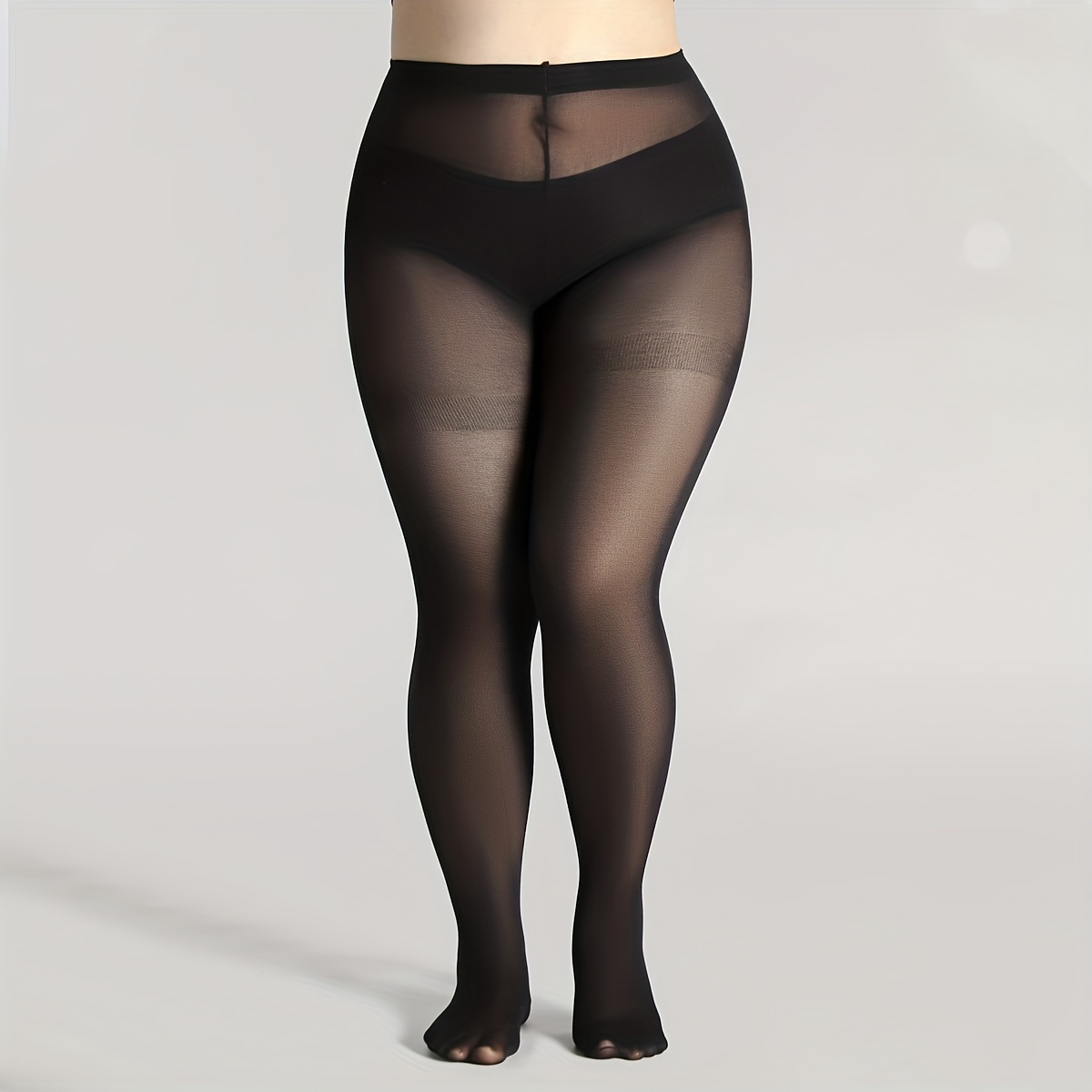 Plus Size Casual Pantyhose 0xl 2xl Women's Plus Solid Plush - Temu