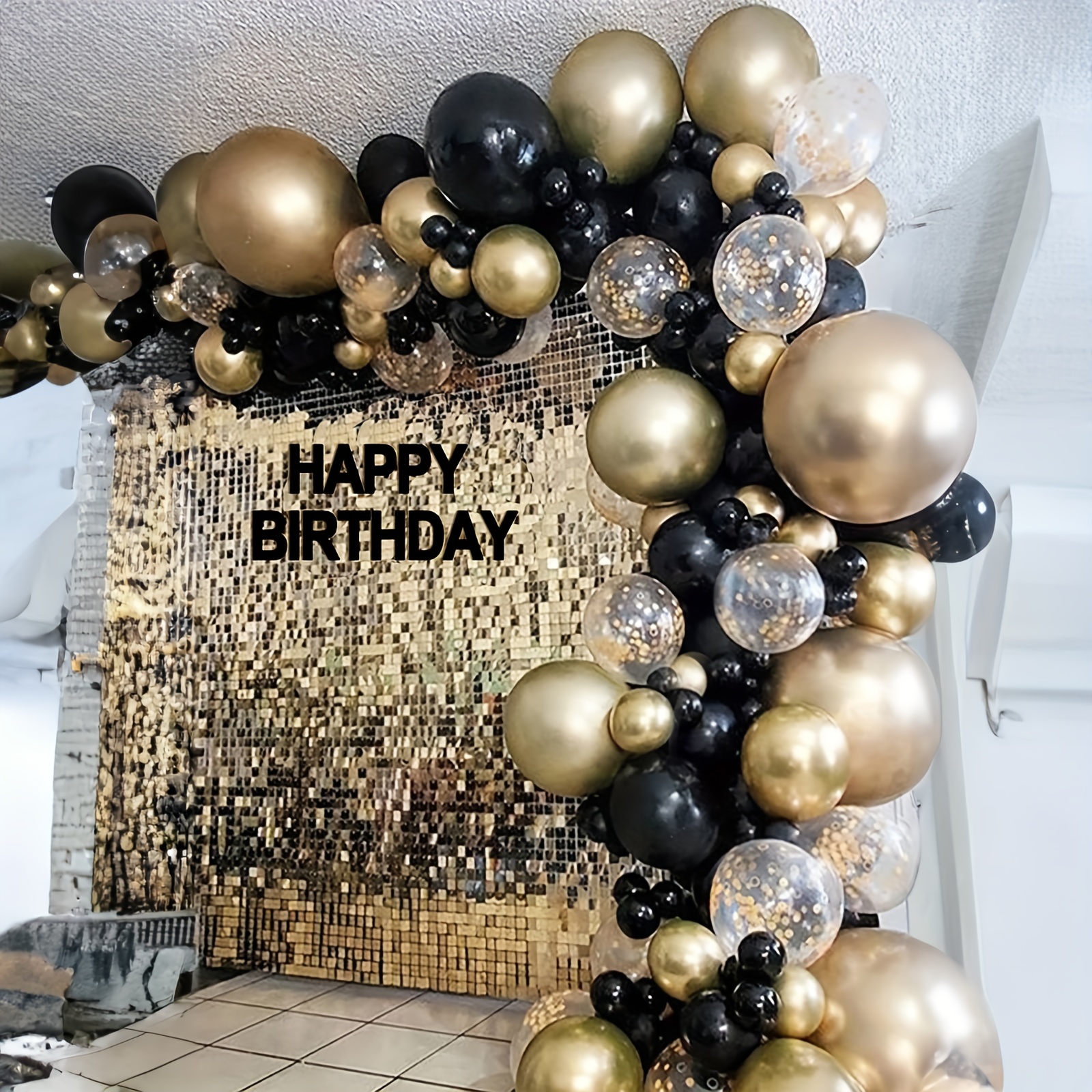 Juego de globos negros de feliz cumpleaños 18 – Saludos a los 18 años de  edad, guirnalda temática de fiesta temática para decoración de fondo para