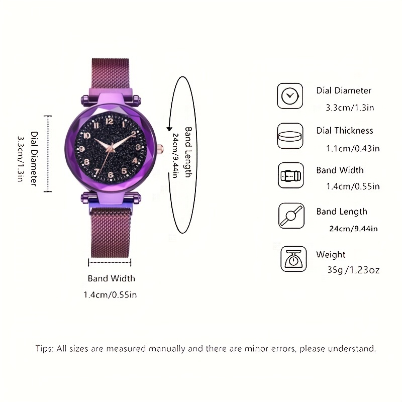 Purple magnetic discount starry sky watch