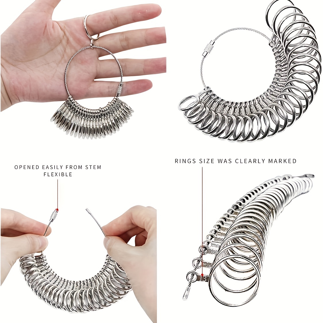  Ring Size Measuring Tool Metal Ring Mandrel Ring Sizer Guage  Ring Measurements and Finger Measurements Kit : Arts, Crafts & Sewing