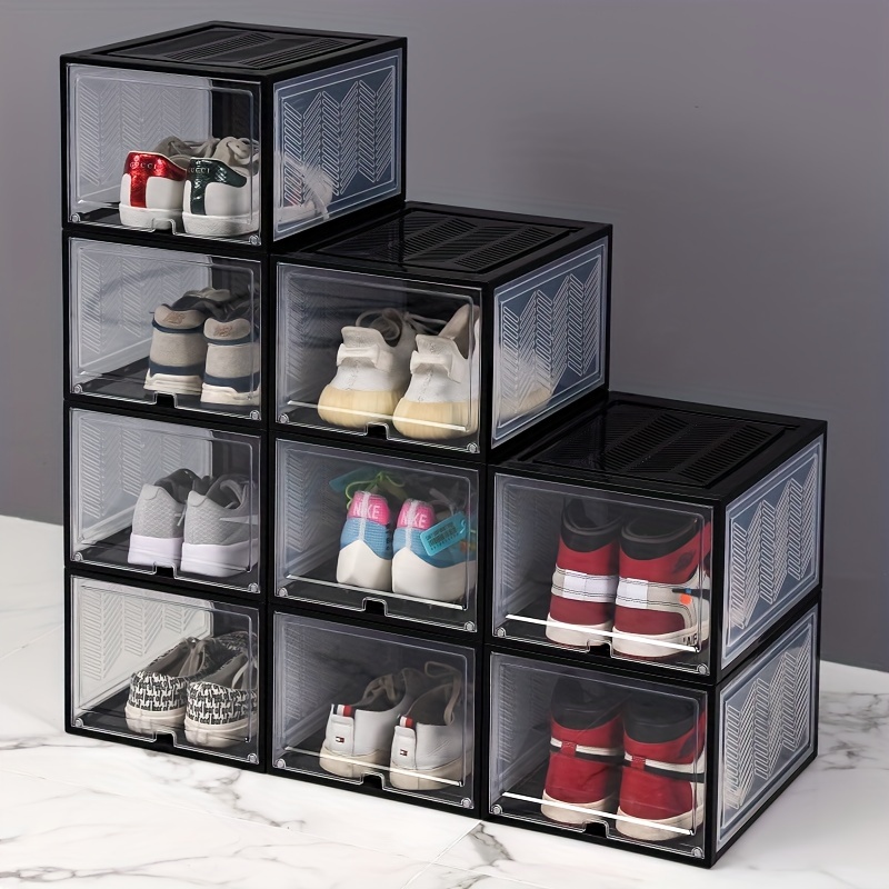 Plastic Shoe Box With Lid Foldable Stackable Free - Temu