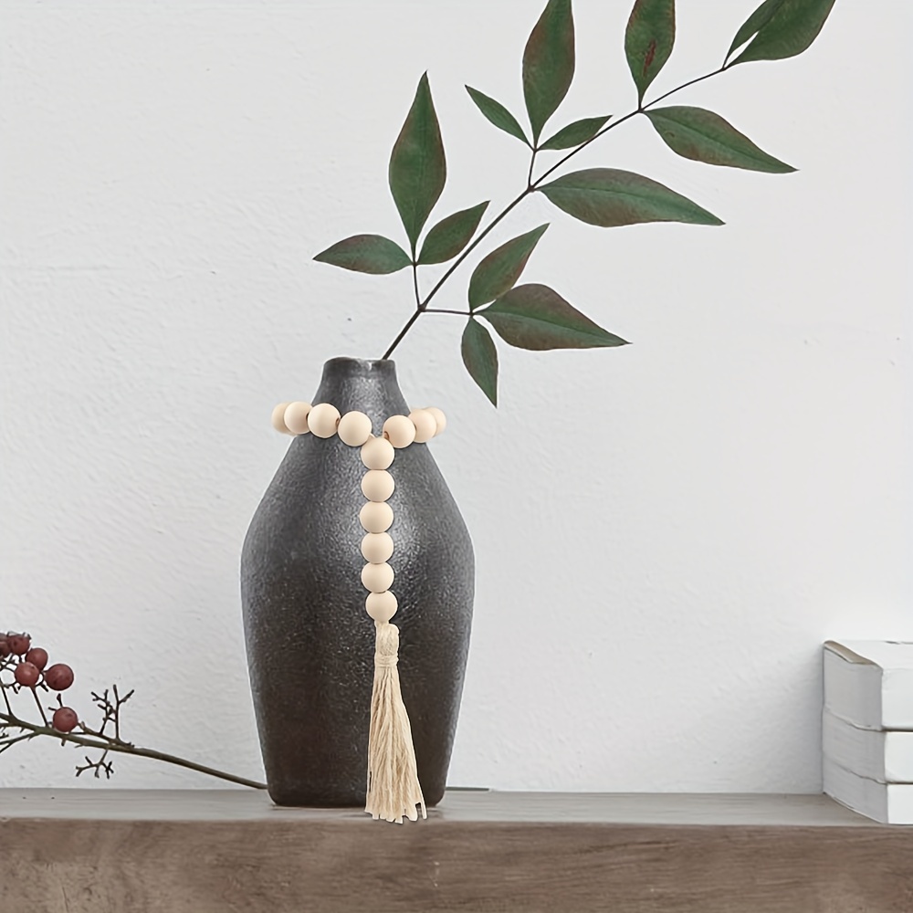 Ceramic Floor Vase with Beaded Tassels