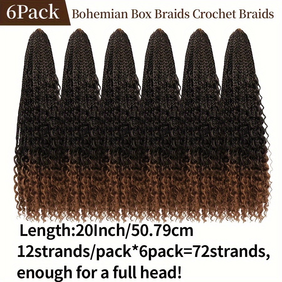 8packs 20inch crochet box braids hair with curly ends pre looped goddess box braids hair extensions and braiding details 3