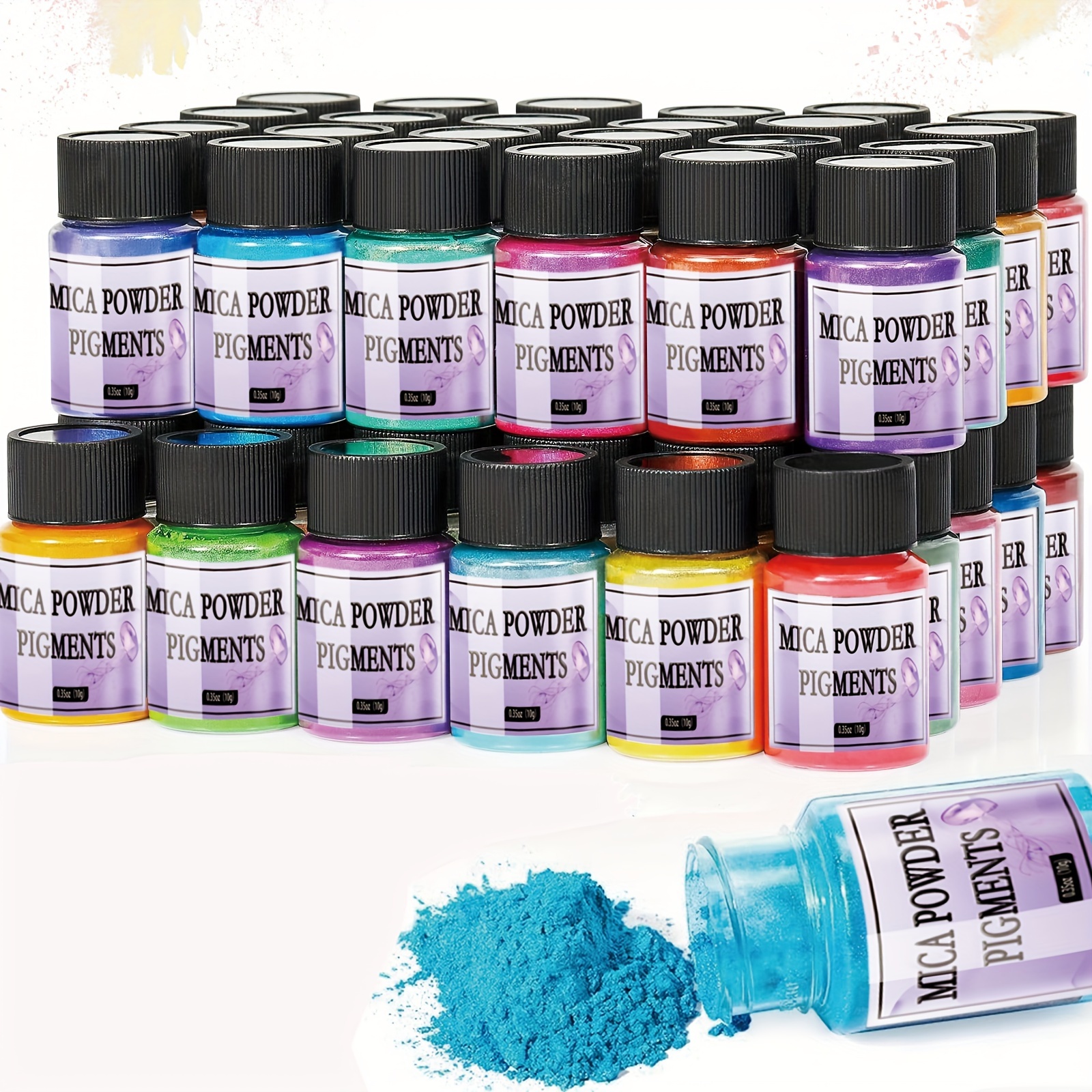 Mica Powder - 30 Pearlescent Epoxy Resin Color Pigments Set- Natural  Cosmetic Grade Pigment for Soap Dye, Lip Gloss, Nail Polish, Makeup, Epoxy  Resin