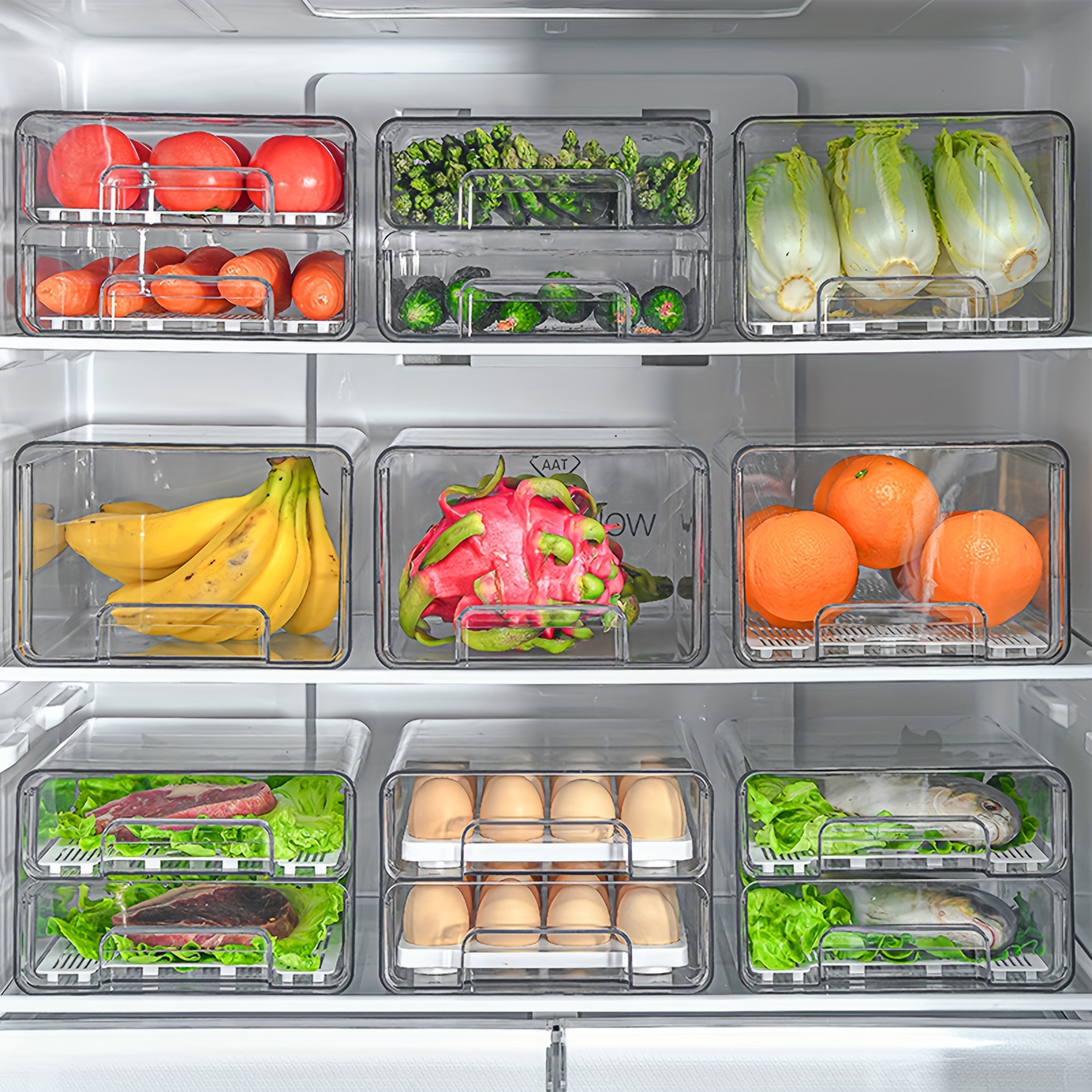Stackable Fridge Storage Bins, Refrigerator Food Storage