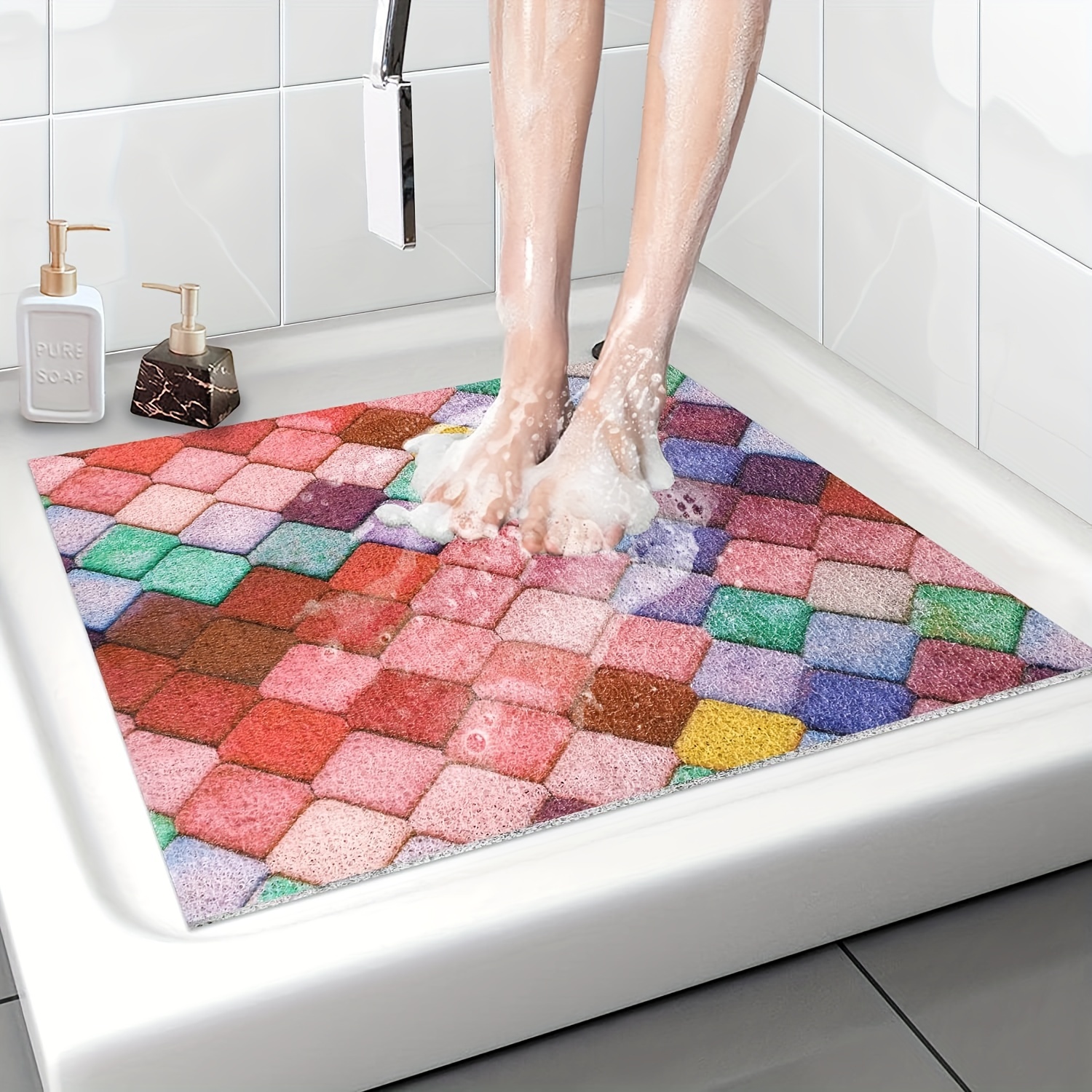 Bath Mats Non-slip Bathtub Mat Pvc Safety Shower Mat With Drain