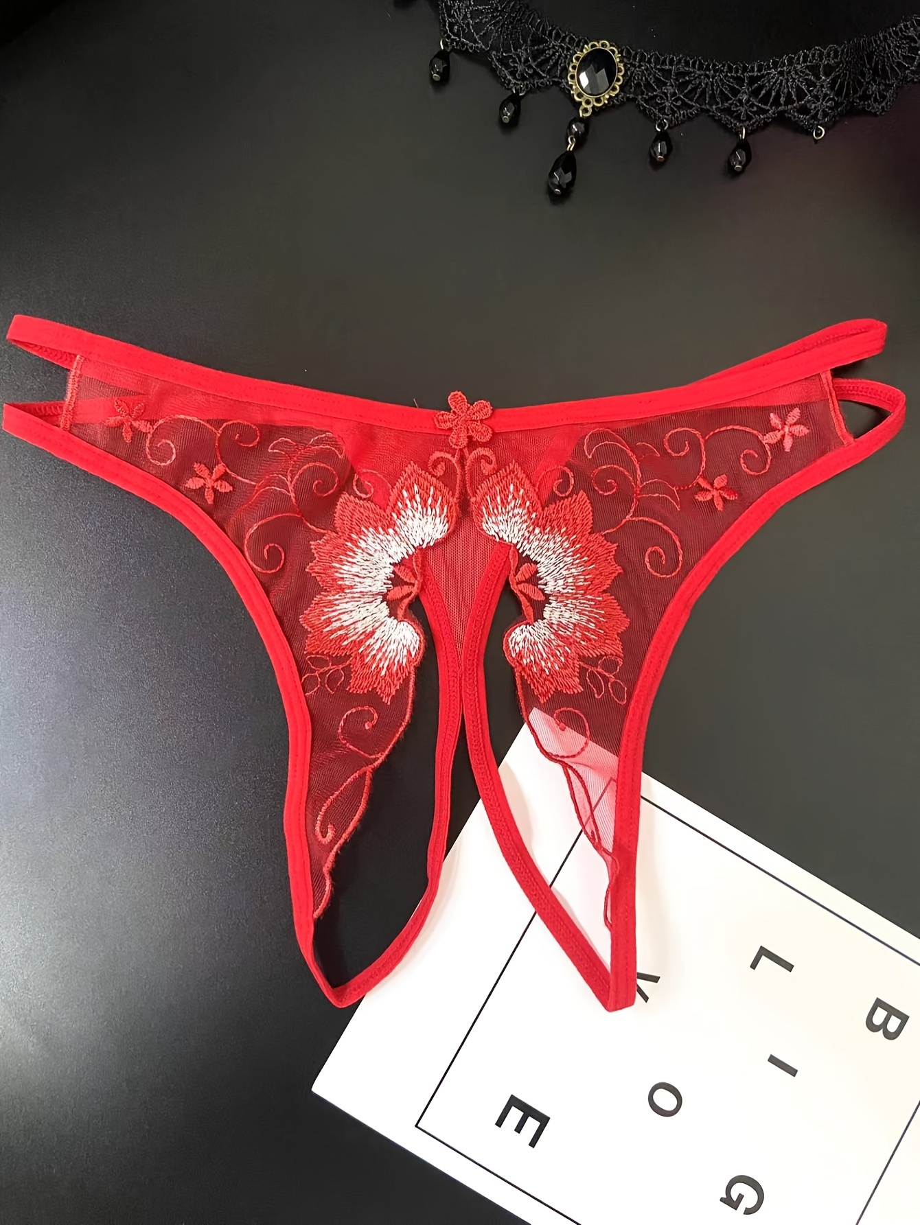 Adult Men Lingerie Briefs Flower Embroidery Lace Crotchless Panties Crotch Thong  Underwear