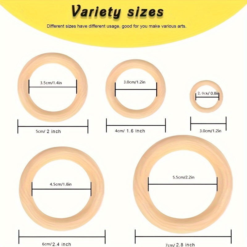 Natural Wood Rings, Macrame Rings Multi Function Reliable For DIY