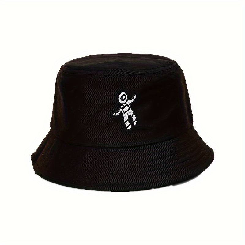 Cute Astronaut Embroidery Bucket Hat Solid Color Couple - Temu Canada