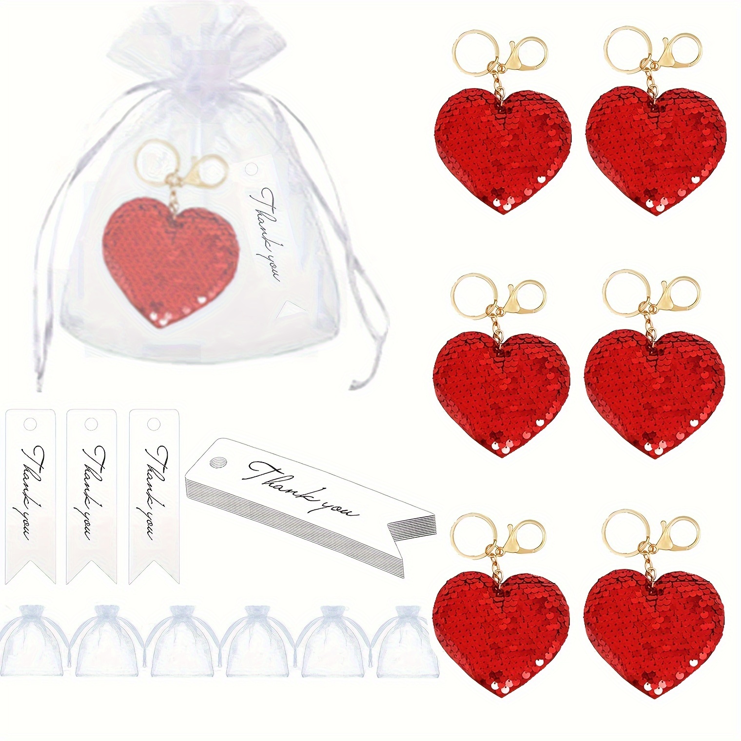 Gift Tag 6pcs Red Hearts