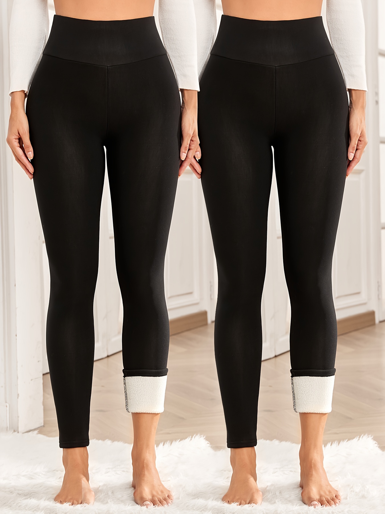 Plush Lined Thermal Pants Soft Comfy Slim Elastic Tights - Temu Kuwait