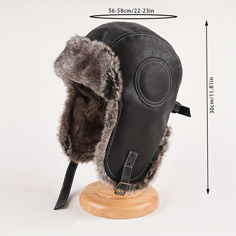 ShenMo Casquette en cuir pour homme hiver chaud protection des oreilles  pe-vent bonnet de ski (marron) 