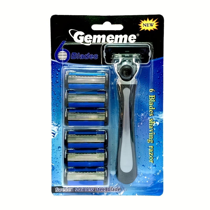 

Six-layer Stainless Steel Razor With Safety Blade For Men - Perfect For Face Cleansing And Care