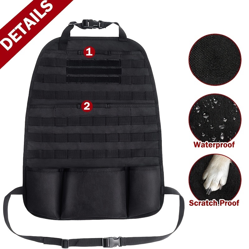 Car Seat Back Organizer for Tactical Molle Vehicle Panel for Universal Fit Car Seat Cover Protector