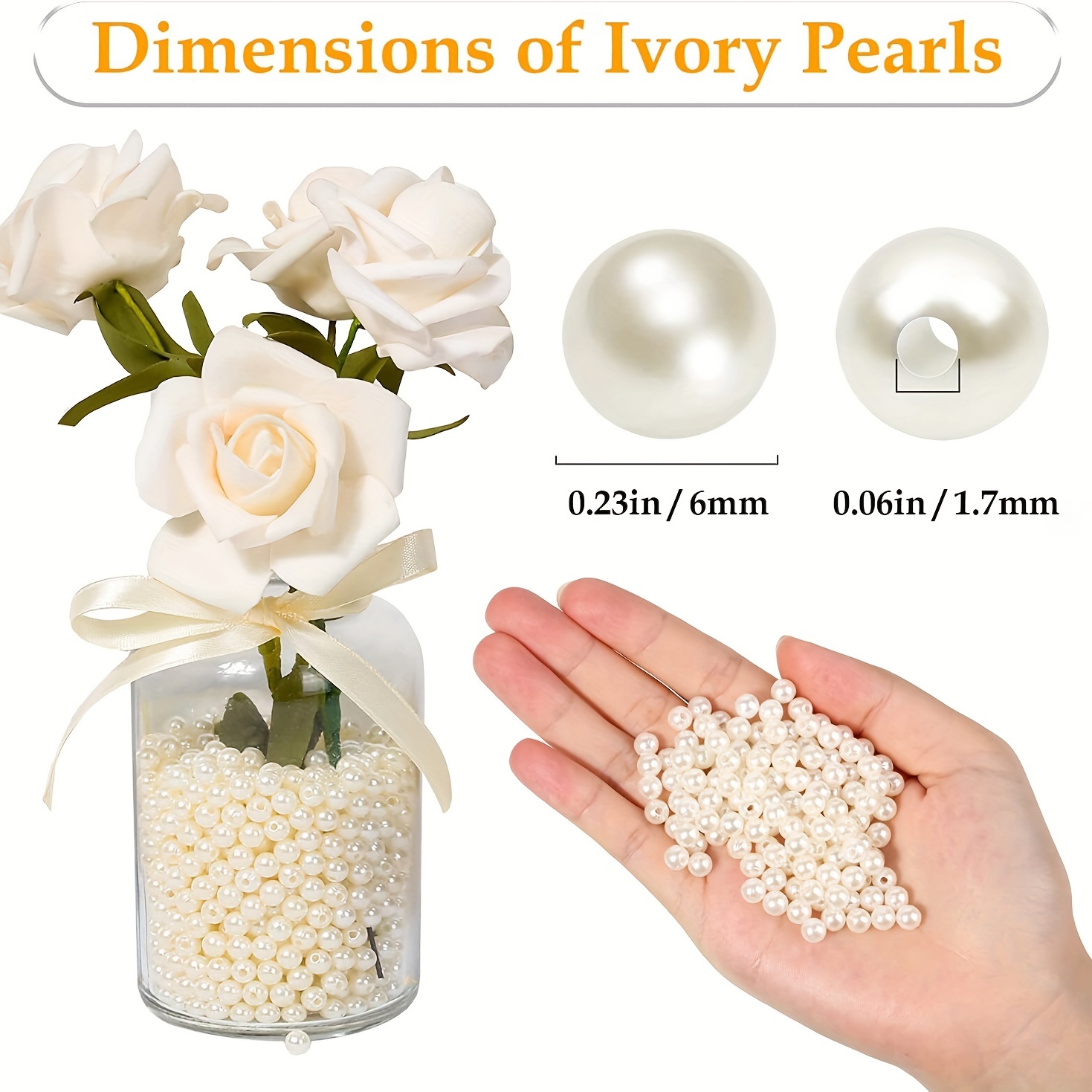 Craft Pearl Beads, Ivory Imitation Pearls Beads Small Sewn Beads For Jewelry  Making, Bracelets, Necklaces, Hair, Crafts, Decoration And Vase Fillers -  Temu United Arab Emirates