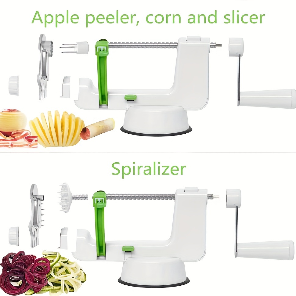 Apple Peeler, Slicer, Corer Kitchen Slicer, Heavy-Duty Stainless Steel  Blades and a Strong Suction Base - Hand Spiralizer 