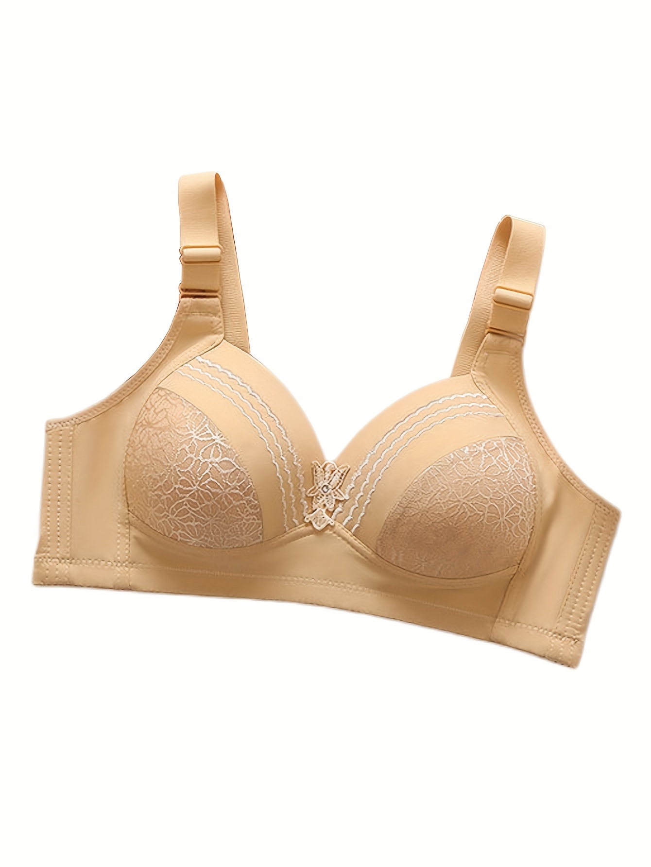 Contrast Lace Wireless Bra Comfy Breathable Push Bra Women's Temu